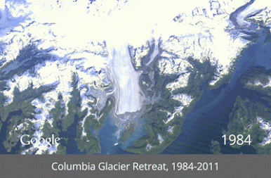 Columbia Glacier Retreat- evolution de la Terre