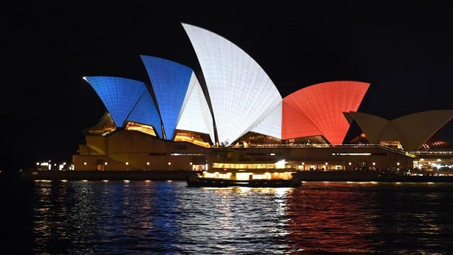 Opéra de sydney Australie - Hommage attentat 13 novembre 2015 Paris 1