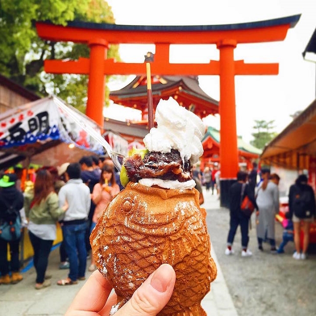 Fish-shaped Taiyaki à Kyoto, au Japon